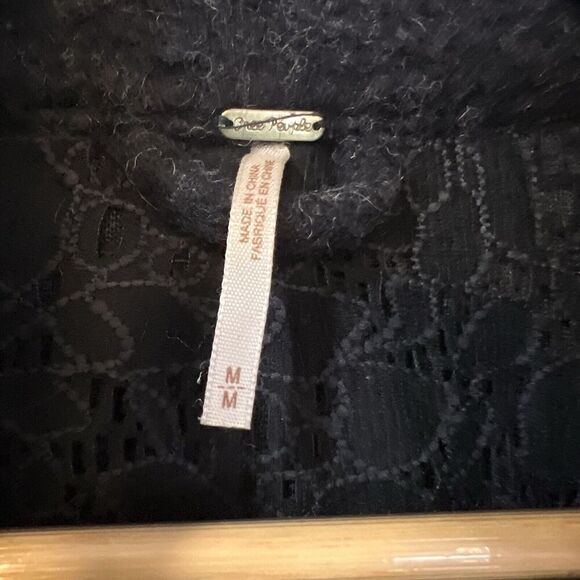 Free People Boiled Wool Blend Coat Size M Knee Length Pocket Navy Cocoon Jacket - Picture 4 of 10